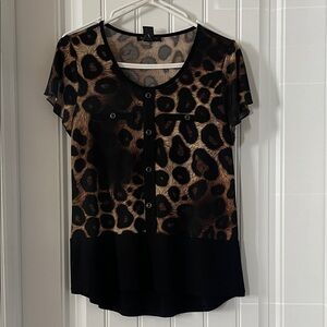 Susan Lawrence Leopard Print Blouse in Black and Brown